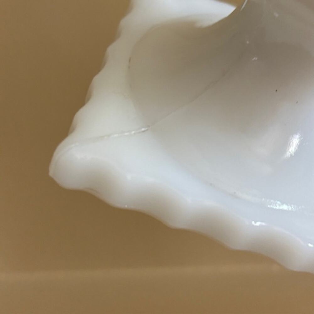 Vintage White Milk Glass Pedestal Fluted Urn Vase - Picture 3 of 4